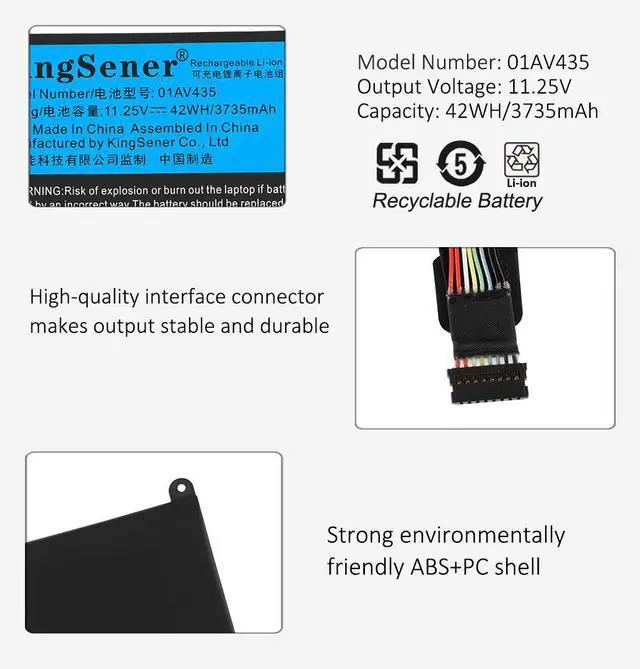 Alt view image 6 of 7 - Kingsener 01AV436 Laptop Battery For Lenovo ThinkPad 13 S2 1st Gen 2 13 Chromeboo Series SB10J78998 01AV400 01AV401 01AV402 SB10J78999 01AV435 01AV437 SB10J78997