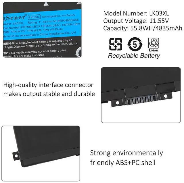 Alt view image 6 of 7 - Kingsener Laptop Battery For HP Envy 17M-AE111DX 17-ae030ng 15-bp101nc 15-BP002TX Series Envy 17 17-AE143NG 17M-AE011DX 17M-AE0XX 17T-AE100