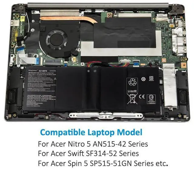 Alt view image 5 of 5 - KingSener AC14B7K Laptop Battery For Acer Spin 5 SP515-51GN Swift SF314-52 For Acer Nitro 5 AN515-42 15.28V 3320mAh/50.7WH