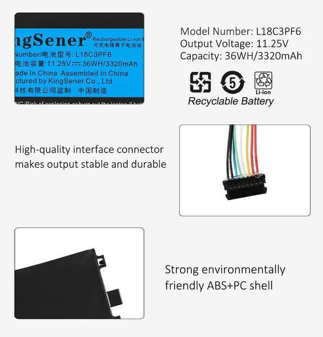 Alt view image 6 of 7 - Kingsener L18C3PF7 3220mAh Laptop Battery For Lenovo IdeaPad S340-14API S340-14IIL S340-14IML S340-14IWL S340-15API S340-15API Series L18M3PF7 L18L3PF3 L18M3PF6 L18C3PF6