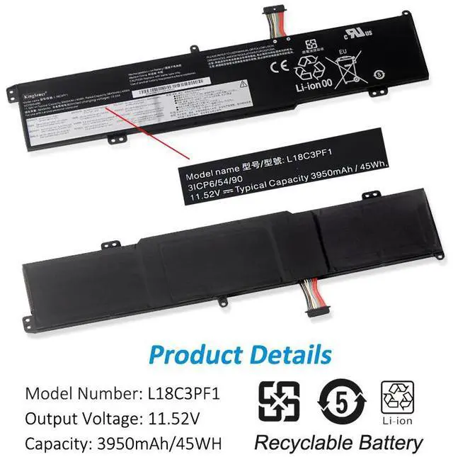 Alt view image 3 of 6 - Kingsener L18C3PF1 11.52V 45Wh Laptop Battery For Lenovo Ideapad L340-15IRH L340-17IRH Gaming Series L18M3PF1 5B10T04975 5B10W67350 5B10T04976 5B10W67336 SB10W67243 3950mAh
