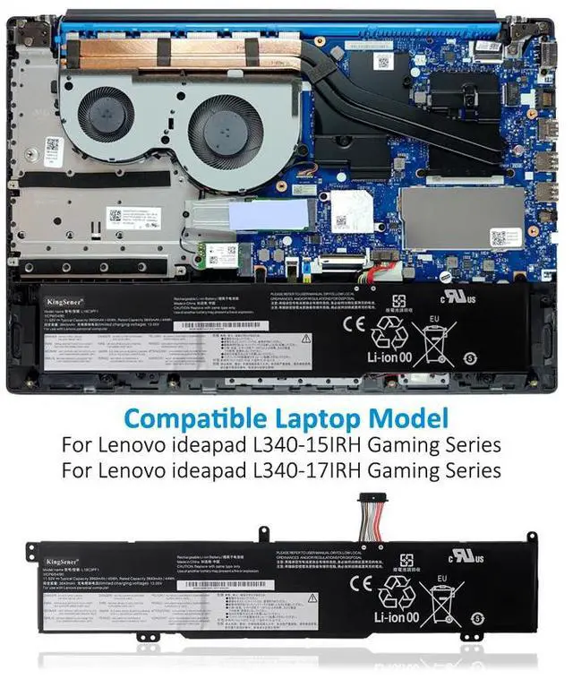Alt view image 5 of 6 - Kingsener L18C3PF1 11.52V 45Wh Laptop Battery For Lenovo Ideapad L340-15IRH L340-17IRH Gaming Series L18M3PF1 5B10T04975 5B10W67350 5B10T04976 5B10W67336 SB10W67243 3950mAh