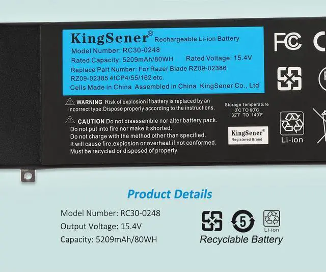Alt view image 6 of 7 - Kingsener RC30-0248 Laptop Battery for Razer Blade Stealth 15 2018 15 GTX 1060 LINGREN 15
RZ09-02386 RZ09-02386E91 RZ09-02386E91-R3U1 RZ09-02385W71-R3W1