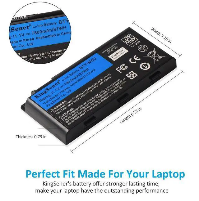 Alt view image 5 of 7 - Kingsener BTY-M6D Laptop Battery for MSI GT60 GT70 GX780R GX680 GX780 GT780R GT660R GT663R GX660 GT680R GT783R 9CELLS Replacement Notebook Battery