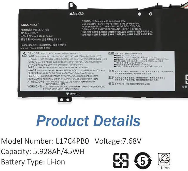 Alt view image 6 of 7 - L17C4PB0 battery For Lenovo Flex 6-14IKB 14ARR For Lenovo IdeaPad 530S-14ARR 14IKB 14IKB L17M4PB0 L17C4PB2
