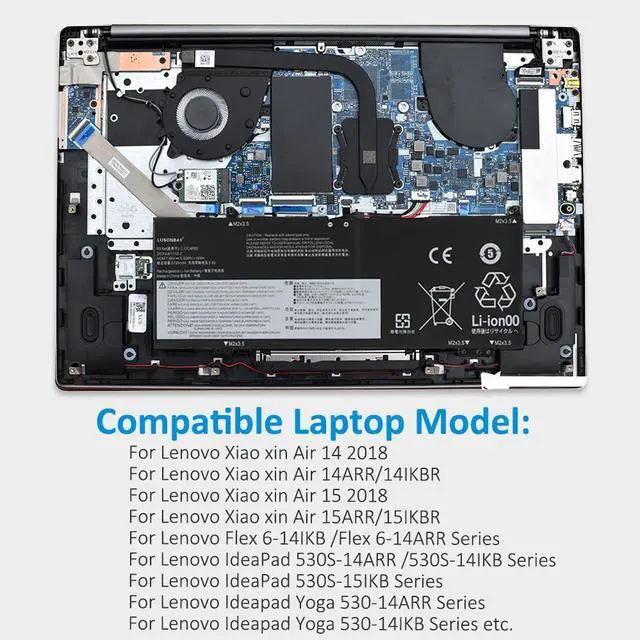 Alt view image 7 of 7 - L17C4PB0 battery For Lenovo Flex 6-14IKB 14ARR For Lenovo IdeaPad 530S-14ARR 14IKB 14IKB L17M4PB0 L17C4PB2