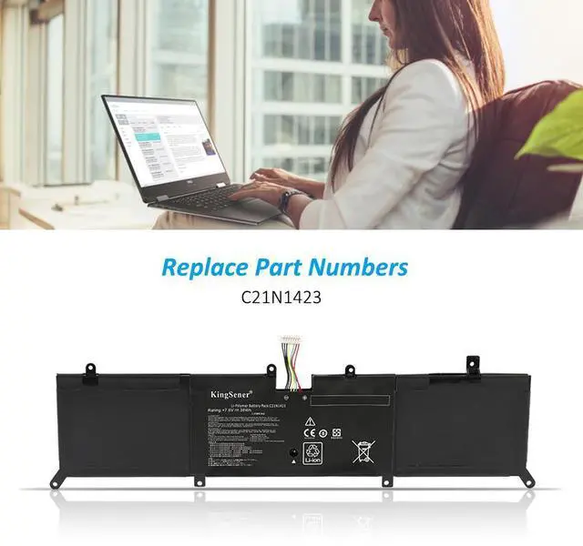 Alt view image 2 of 6 - KingSener C21N1423 Laptop battery for ASUS X302L X302LJ X302LA R301LA F302LJ F302U X302LJ-R4073/R4036H 7.6V 38WH