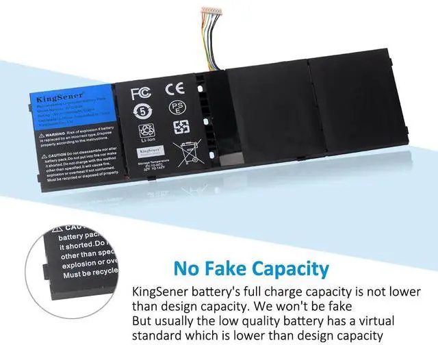 Alt view image 3 of 7 - KingSener AP13B3K AP13B8K Laptop Battery for Acer Aspire V5-472G V5-572G V5-573G V5-472G V5-473G V5-552G M5-583P V5-572P V7-582PG V7-482P R7-571 V7-582PG