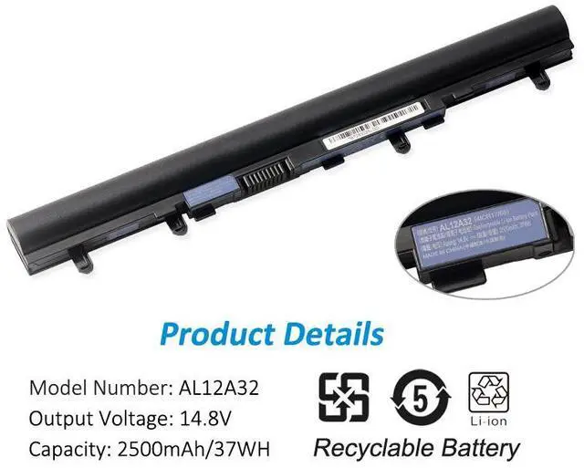 Alt view image 2 of 5 - KingSener AL12A32 Laptop Battery for Acer Aspire V5 V5-471G V5-571G V5-431G V5-531G V5-551G E1-532 E1-572 P255-MG AL12A72 4ICR17/65