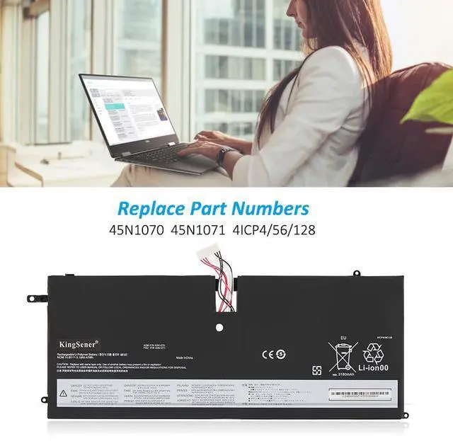 Alt view image 2 of 6 - KingSener 45N1070 45N1071 Laptop Battery For Lenovo ThinkPad X1 Carbon Series 3443 3444 3448 3460 3446 344325C Series Tablet 14.8V 3.11Ah 47WH