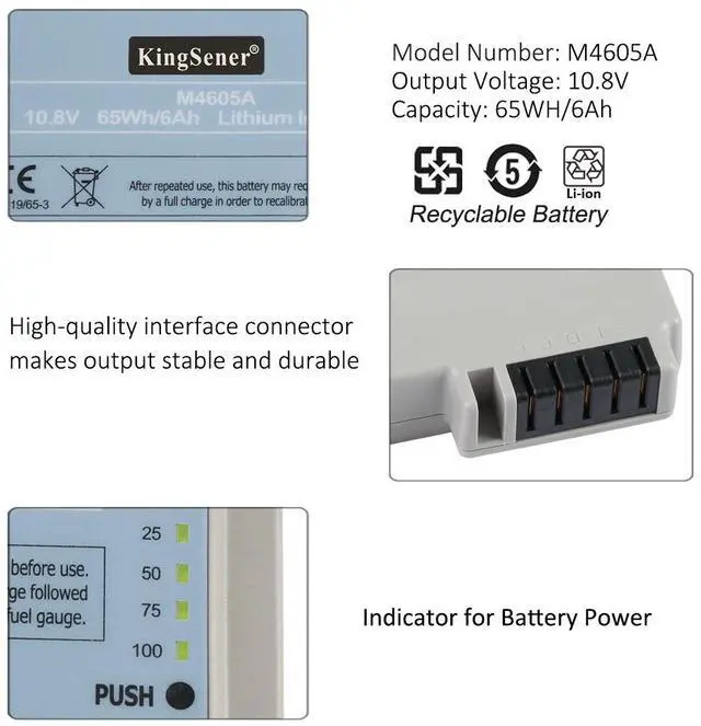 Alt view image 5 of 6 - KingSener M4605A Battery For IntelliVue MP20 MP40 MP5 MP5T Patient Monitor
