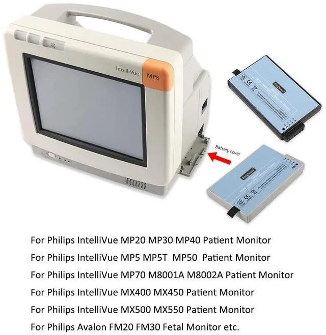 Alt view image 6 of 6 - KingSener M4605A Battery For IntelliVue MP20 MP40 MP5 MP5T Patient Monitor