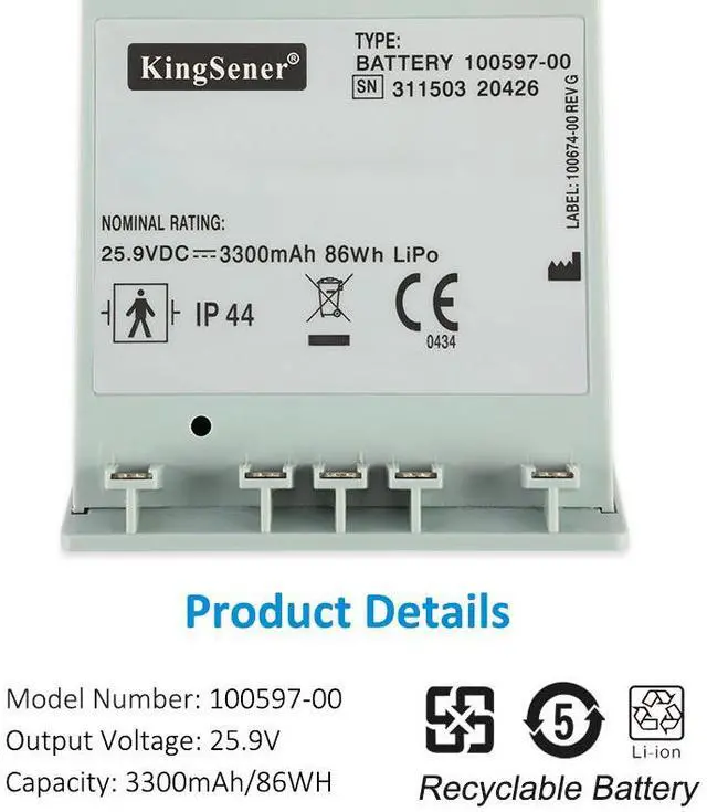 Alt view image 2 of 6 - KingSener 100597-00 Replacement Battery For Medtronic Lucas 2 Chest Compression System 25.9V 3300mAh