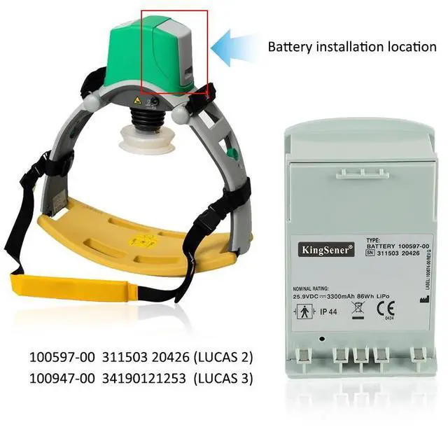 Alt view image 6 of 6 - KingSener 100597-00 Replacement Battery For Medtronic Lucas 2 Chest Compression System 25.9V 3300mAh