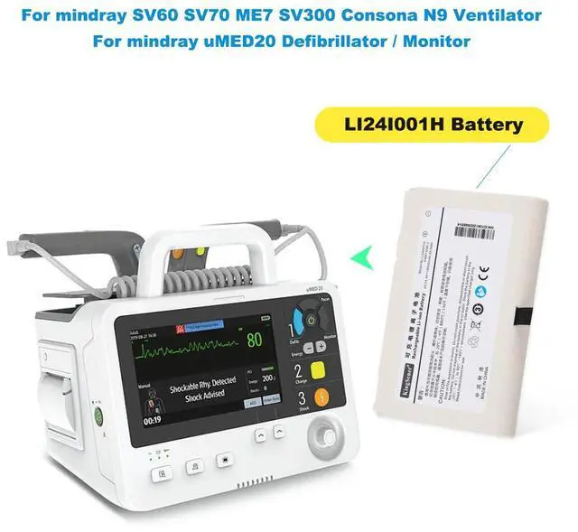 Alt view image 7 of 7 - KingSener 6600mAh Medical Battery For Mindray LI24I001H LI24I002H SV300 uMED20 Consona N9 SV60 SV70 SV350 ME7