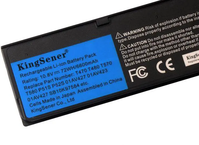 Alt view image 5 of 7 - KingSener T470 61++ 72WH Laptop Battery for Lenovo ThinkPad T480 T570 T580 P51S P52S 01AV427 01AV423 SB10K97580
