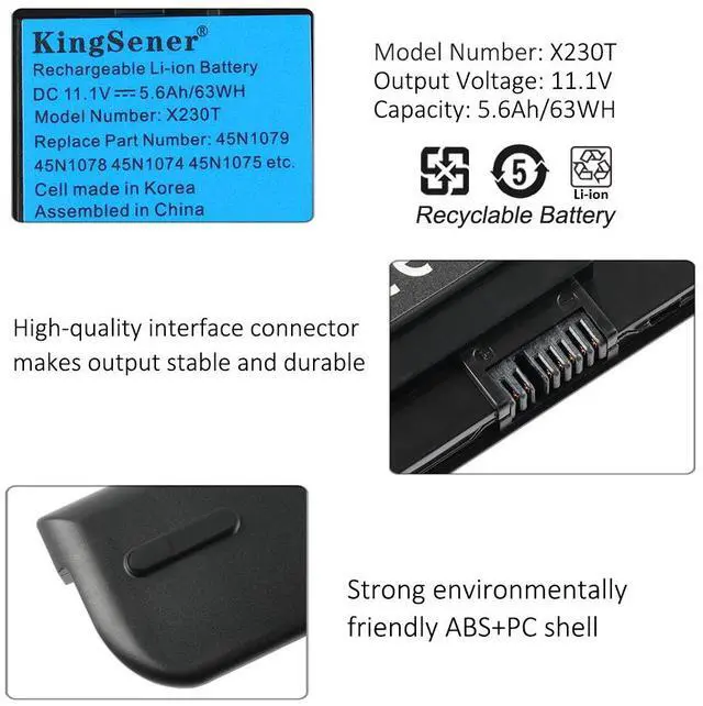 Alt view image 6 of 7 - KingSener Laptop Battery For Lenovo ThinkPad X230T X220T 0A36316 0A36317 45N1076 45N1077 45N1074 45N1075 45N1078 45N1079