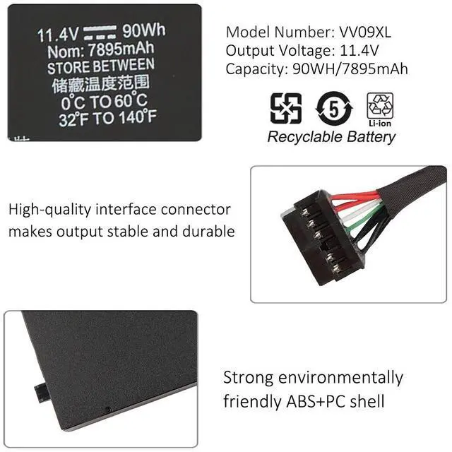 Alt view image 6 of 7 - Kingsener VV09XL Laptop Battery For HP ZBook 15 G3 G4 Series Notebook HSTNN-DB7D HSTNN-C87C 808398-2C2 808398-2C1 808452-005 808452-001 11.4V 90Wh