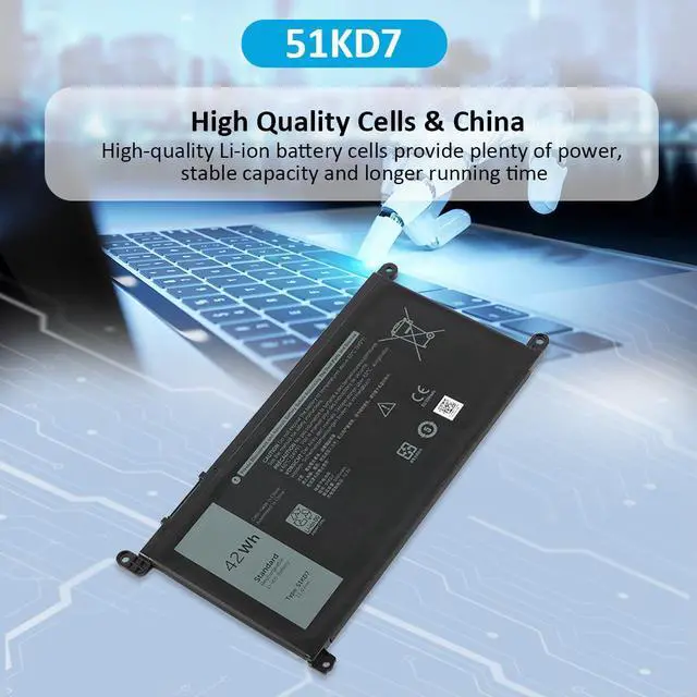 Alt view image 7 of 7 - KingSener 51KD7 Replacement Battery For Dell Chromebook 11 3100 3180 3189 5190