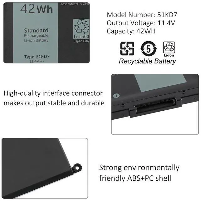 Alt view image 6 of 7 - KingSener 51KD7 Replacement Battery For Dell Chromebook 11 3100 3180 3189 5190