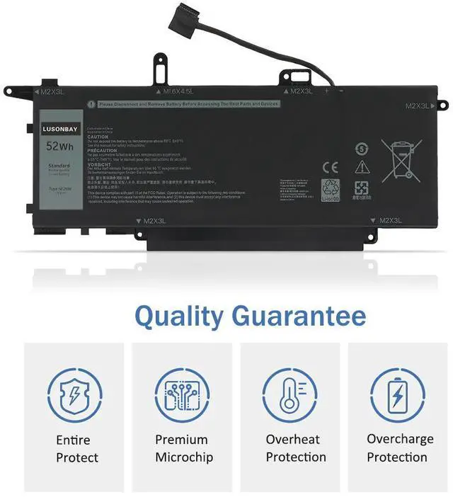 Alt view image 2 of 7 - LUSONBAY NF2MW 7.6V 52WH Laptop Battery Replacement For Dell Latitude 7400 2-in-1 Latitude 9410 2-in-1 Series Notebook 0C76H7 C76H7 7146W 08W3YY 085XM8 0G8F6M