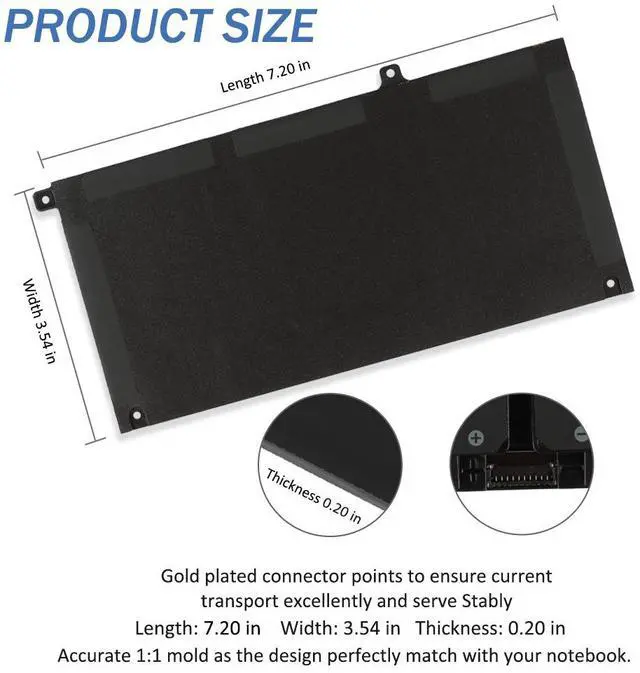Alt view image 3 of 6 - JK6Y6 Laptop Battery Replacement For Dell Latitude 3410 3510 Vostro 14 5402 5501 5502 Inspiron 5300 5301 5401 5408 5508 5509 5406 7300 7506 2-in-1 Silver Series