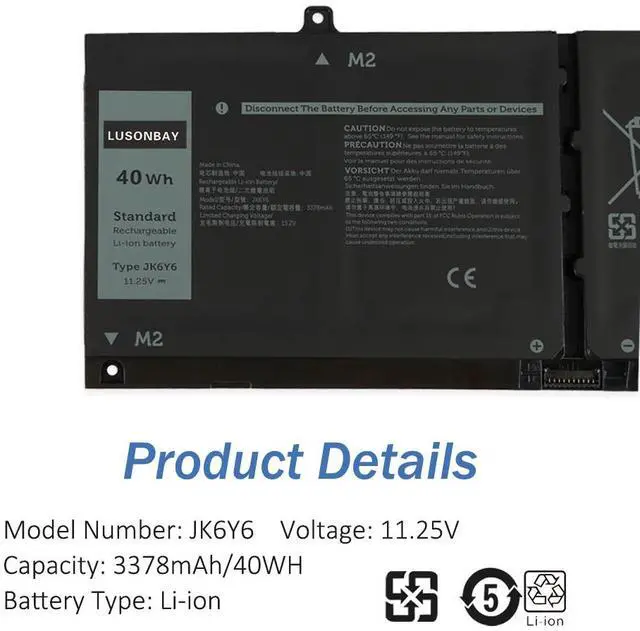 Alt view image 5 of 6 - JK6Y6 Laptop Battery Replacement For Dell Latitude 3410 3510 Vostro 14 5402 5501 5502 Inspiron 5300 5301 5401 5408 5508 5509 5406 7300 7506 2-in-1 Silver Series