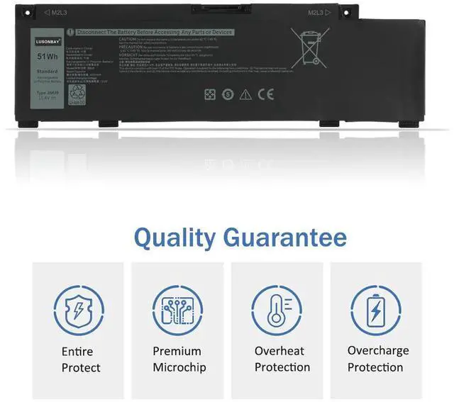Alt view image 2 of 7 - LUSONBAY 266J9 Laptop Battery Replacement For Dell Inspiron 14 5490 G3 15 3590 3500 G5 15 5500 5505 11.4V 51WH