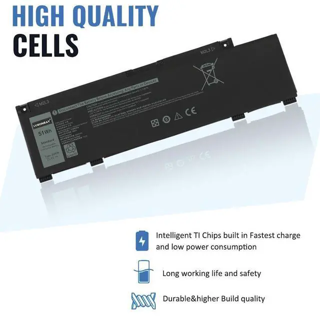 Alt view image 3 of 7 - LUSONBAY 266J9 Laptop Battery Replacement For Dell Inspiron 14 5490 G3 15 3590 3500 G5 15 5500 5505 11.4V 51WH