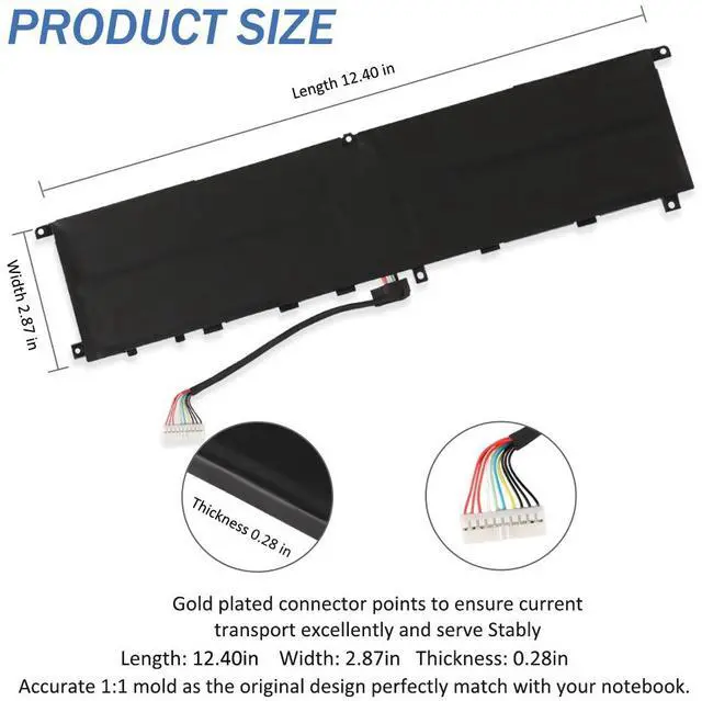 Alt view image 4 of 7 - LUSONBAY BTY-M6L Laptop Battery For MSI GS65 GS75 stealth Thin Series 8SE-054FR 80.25wh/5280mAh