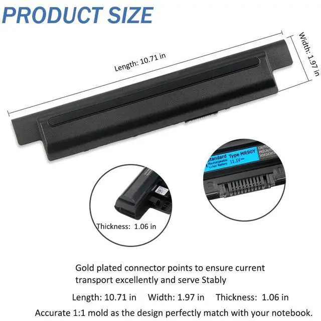 Alt view image 4 of 7 - LUSONBAY MR90Y Laptop Battery Replacement For DELL Inspiron 3421 3721 5421 5521 5721 3521 5537 Vostro 2421 2521 battery