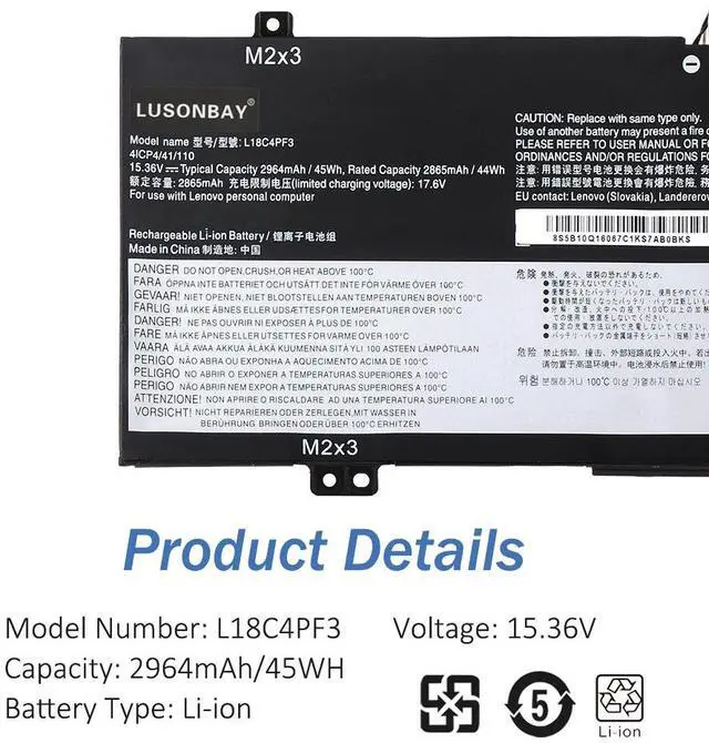 Alt view image 6 of 7 - LUSONBAY L18C4PF3 L18M4PF4 L18M4PF3 L18C4PF4 Battery For Lenovo IdeaPad C340-14API 14IWL S540-14API IML Flex-14API 11.36V 45WH