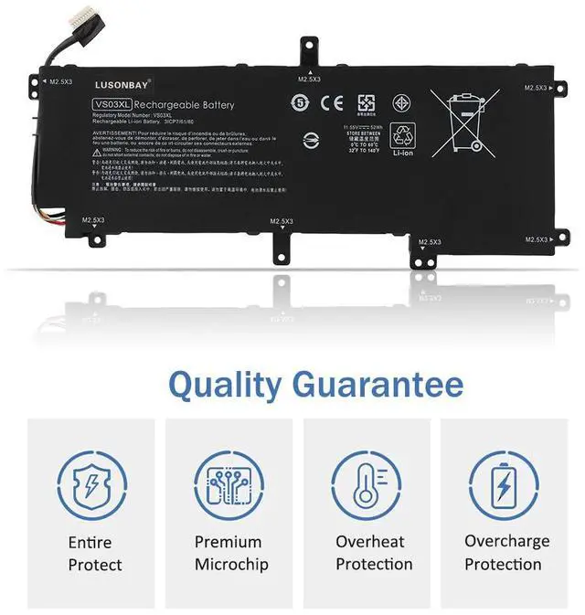 Alt view image 2 of 7 - LUSONBAY VS03XL Laptop Battery for HP Envy 15-AS 15-AS014WM 849047-541 HSTNN-UB6Y 849047-541 849313-850 Tablet 11.55V 52wh