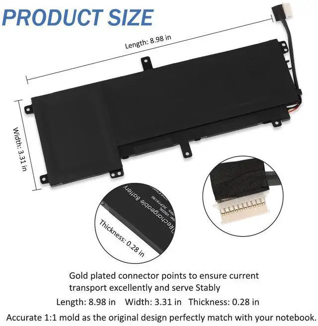 Alt view image 4 of 7 - LUSONBAY VS03XL Laptop Battery for HP Envy 15-AS 15-AS014WM 849047-541 HSTNN-UB6Y 849047-541 849313-850 Tablet 11.55V 52wh