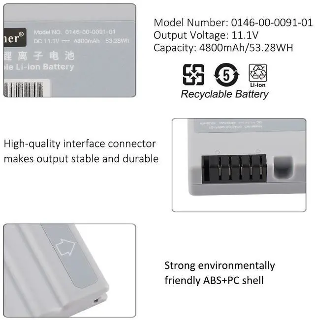 Alt view image 6 of 7 - KingSener Rechargeable Li-ion Battery 0146-00-0091-01 For Mindray DP-10 DP-20 DP-20Vet DP-30Vet DP-30 V12 V21 Series medical device battery