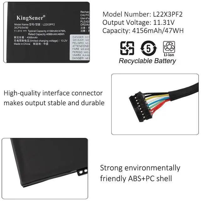 Alt view image 5 of 7 - KingSener L22X3PF2 Laptop Battery For Lenovo IdeaPad Slim 3 (16", 2023) For Lenovo V14 V15 G4 AMN Series L22B3PF2 L22D3PF2 L22M3PF2 L22C3PF2