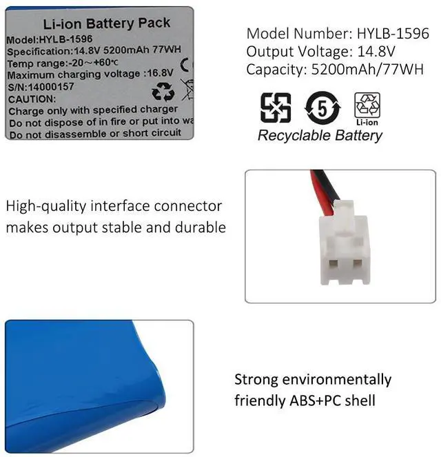 Alt view image 6 of 7 - KingSener HYLB-1596 Battery For Biocare IE12 IE12A 5200mAh
