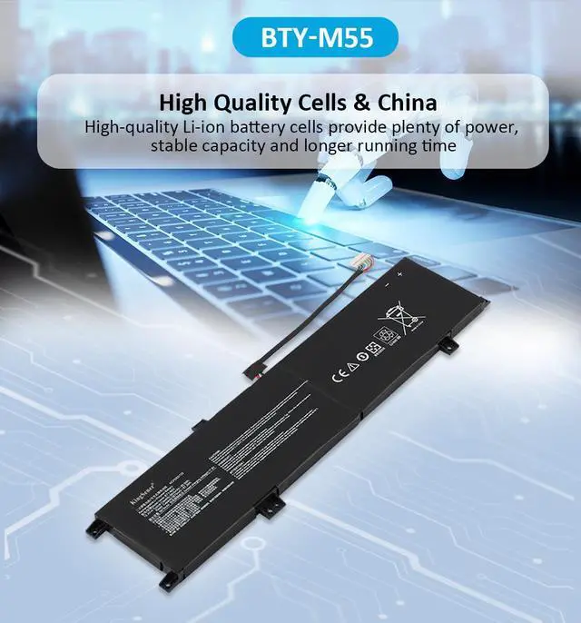 Alt view image 7 of 7 - KingSener 90Wh BTY-M55 Laptop Battery For MSI Alpha 15 A4DEK B5EEK B5EX 17 B5EEK Pulse 15 B13VFK B13VGK Katana GF66 11UG Pulse GL66 GL76 12UGK 12UGSZOK 12UGSZK 12UGOK