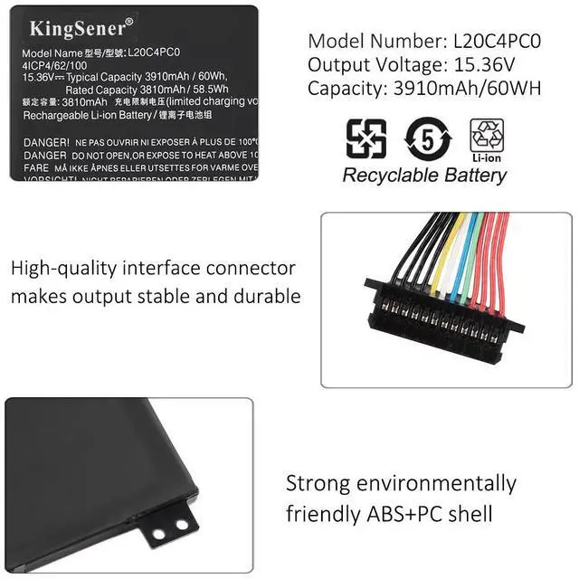 Alt view image 6 of 7 - KingSener L20C4PC0 Laptop Battery For Lenovo Legion 5-15ACH6 5-15ACH6A