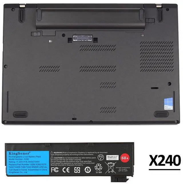 Alt view image 7 of 7 - KingSener X240 Laptop Battery for Lenovo Thinkpad X270 X260 X250 T470P T440S K2450 W550S P50S 45N1136 11.22V 68+