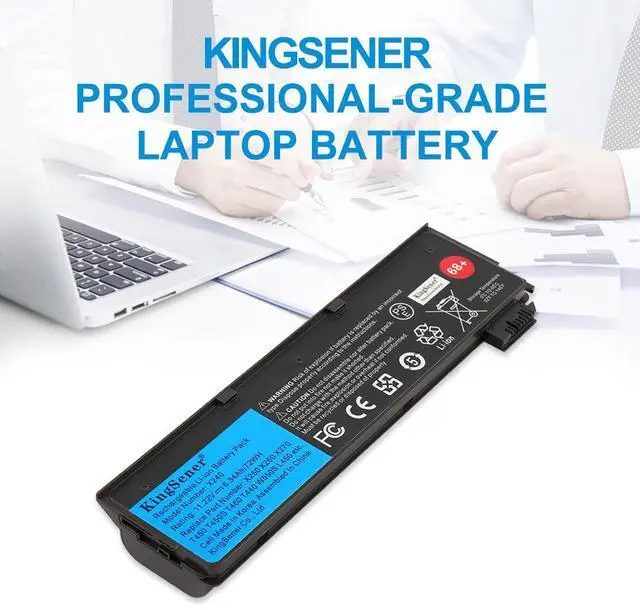 Alt view image 2 of 7 - KingSener X240 Laptop Battery for Lenovo Thinkpad X270 X260 X250 T470P T440S K2450 W550S P50S 45N1136 11.22V 68+