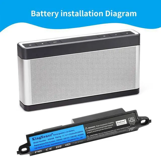 Alt view image 5 of 7 - KingSener 359498 speak battery For Bose SoundLink III bluetooth Audio 330107 359498 330107A 359495 2330mAh/26WH