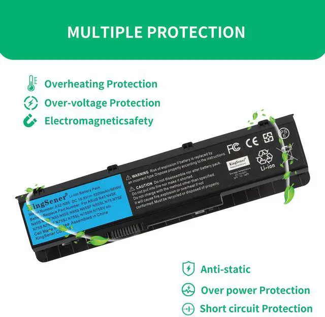 Alt view image 4 of 7 - KingSener 10.8V 56WH Laptop Battery Notebook Battery A32-N55 For ASUS N45 N45SF N55E N75S N45E N45SJ N55S N75SF N45F N45SL N55SF N75SJ N45J