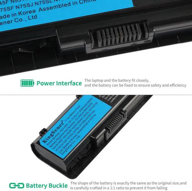 Alt view image 6 of 7 - KingSener 10.8V 56WH Laptop Battery Notebook Battery A32-N55 For ASUS N45 N45SF N55E N75S N45E N45SJ N55S N75SF N45F N45SL N55SF N75SJ N45J