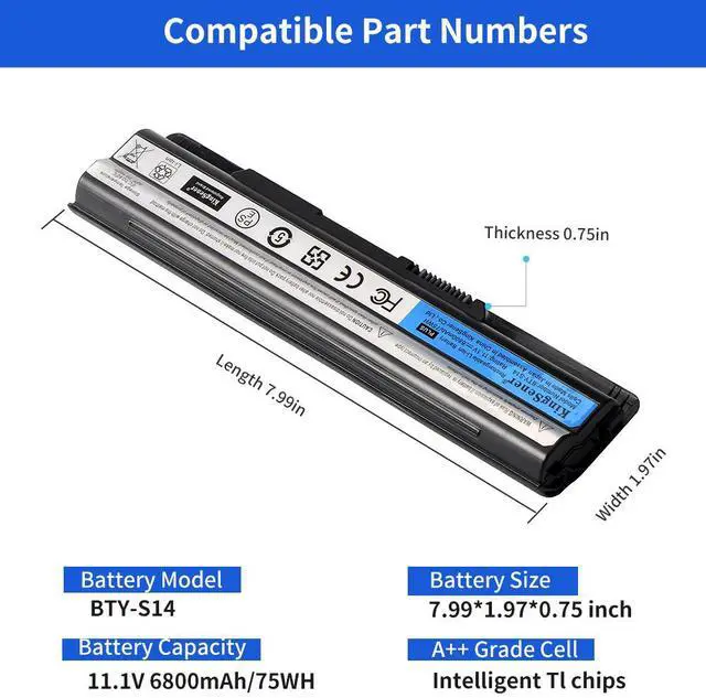 Alt view image 2 of 7 - KingSener 6800mAh 75WH BTY-S14 Laptop battery For Laptop Battery GE70 GE60 FX720 GE620 GE620DX GE70 A6500 CR41 CR61 FR720 CX70 FX700