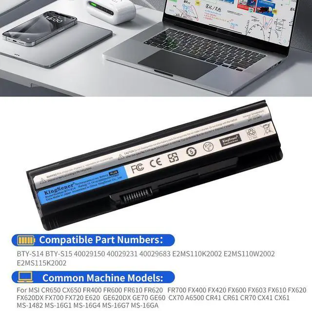 Alt view image 3 of 7 - KingSener 6800mAh 75WH BTY-S14 Laptop battery For Laptop Battery GE70 GE60 FX720 GE620 GE620DX GE70 A6500 CR41 CR61 FR720 CX70 FX700