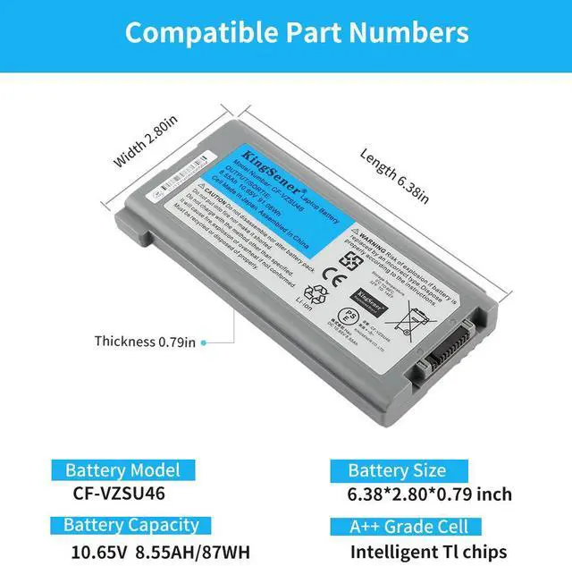 Alt view image 2 of 7 - KingSener 10.65V 8550mAh Laptop Battery Notebook Batteries CF-VZSU46 For Panasonic Toughbook CF-30 CF-31 CF-53 CF-VZSU46AU CF-VZSU46U CF-VZSU46S