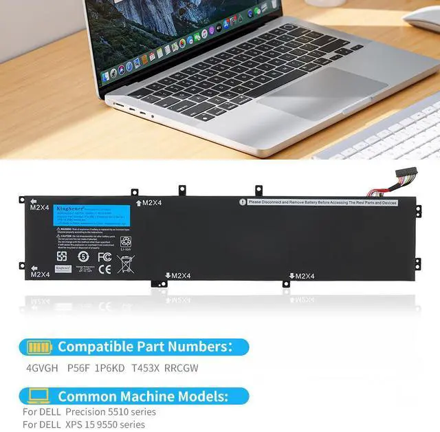 Alt view image 3 of 7 - KingSener New 4GVGH Laptop Battery Notebook Batteries for DELL Precision 5510 XPS 15 9550 series 1P6KD T453X 11.4V 84WH