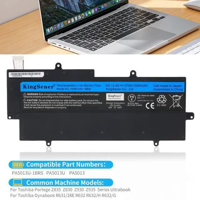 Alt view image 3 of 7 - KingSener PA5013U-1BRS PA5013U Laptop Battery Notebook Batteries for Toshiba Portege Z830 Z835 Z930 Z935 Ultrabook PA5013 14.8V 3060mAh Free Tool