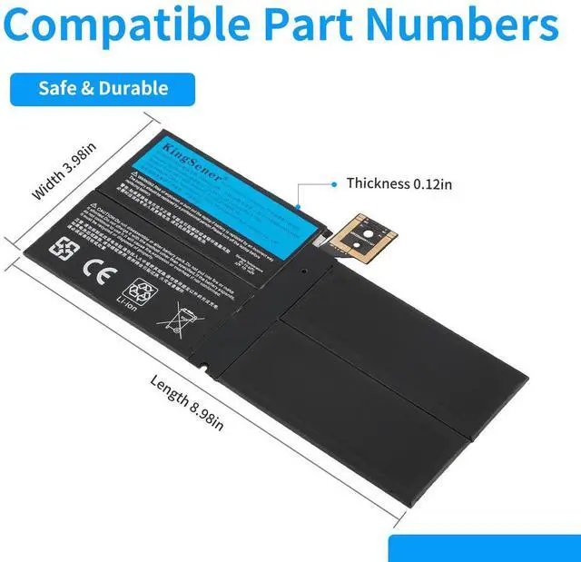 Alt view image 2 of 7 - Kingsener G3HTA038H DYNM02 Laptop Battery for Microsoft Surface Pro 5 1796 Series Tablet 7.57V 45Wh/5940mAh